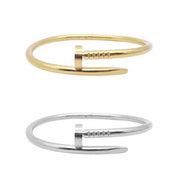 Gold Nail Bangle Bracelet - Picture 6 of 13